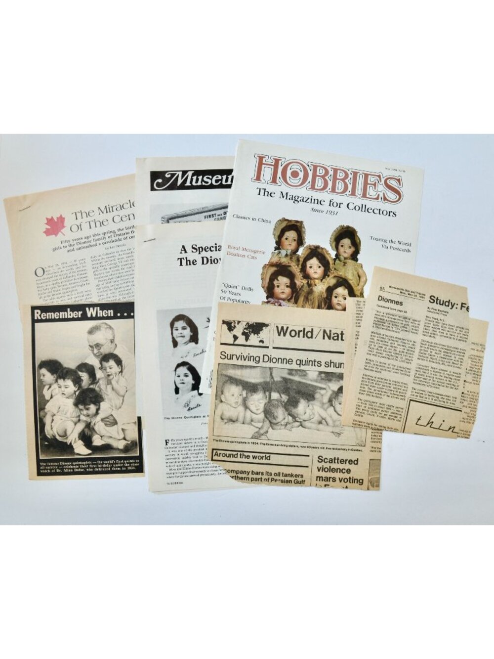 Dionne Quintuplets Vintage Newspaper & Magazine Clippings